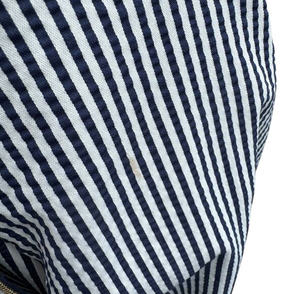 St. John Navy & White Striped Seersucker Nautical Mock-Neck Jacket – XL - Picture 12 of 12